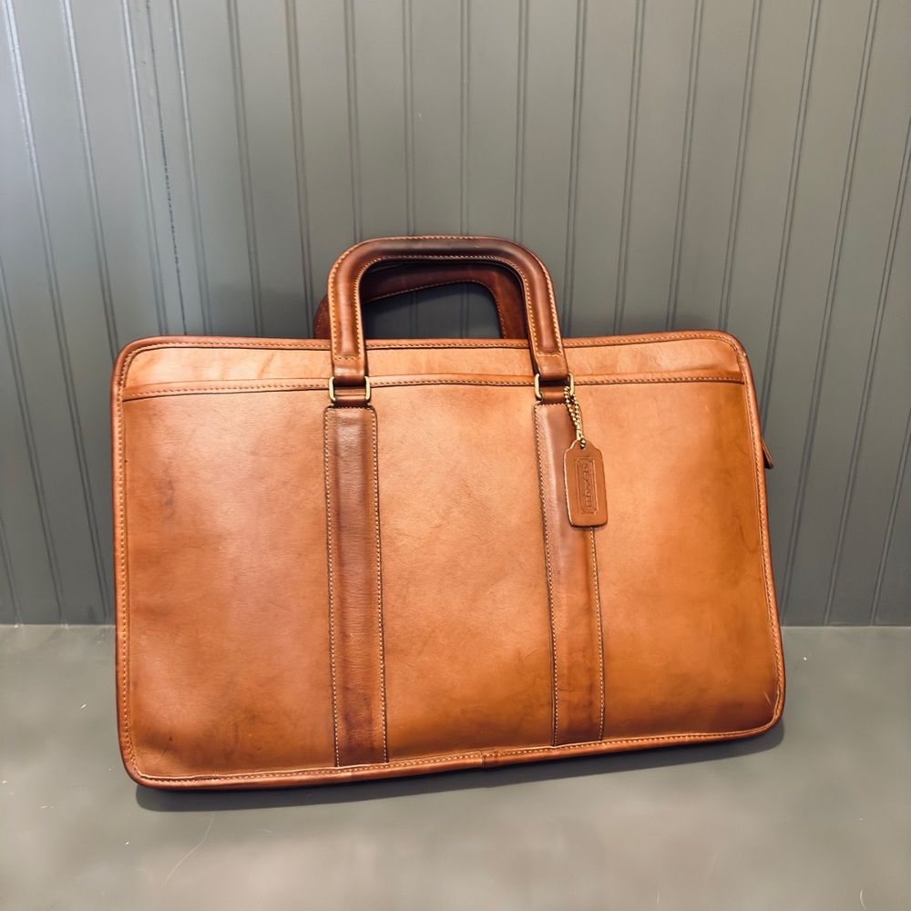 Vintage Coach leather briefcase in British Tan